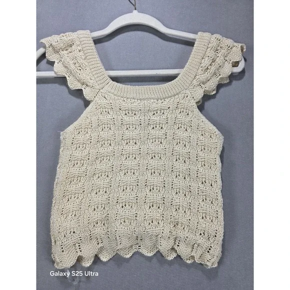 Haute Hippie Kids Style Girls Crochet Lace Tank Top 12 Lined Resort Boho Beachy - Picture 2 of 9